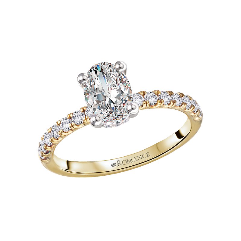Orbelle Hidden Halo 14K Yellow Gold Semi-Mount Oval Diamond Engagement Ring