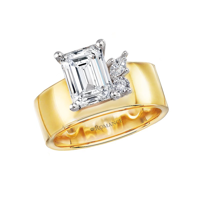 Orbelle 14K Yellow Gold Marquise and Round Diamond Semi-Mount Engagement Ring