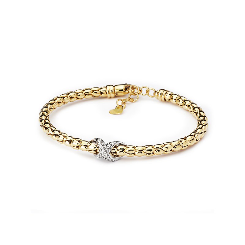 Luxora Popcorn Flexible Bangle Bracelet with Diamonds - 14K Yellow Gold