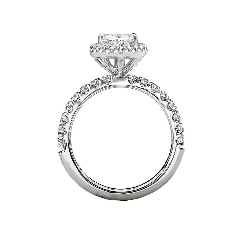 Orbelle Halo Semi-Mount Diamond Ring in 14K White Gold with Lab Grown Pear Shaped Diamond