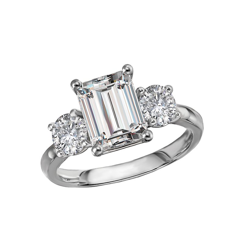 3-Stone Lab Grown Diamond Engagement Ring in 14K White Gold
