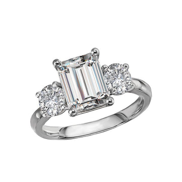 3-Stone Lab Grown Diamond Engagement Ring in 14K White Gold