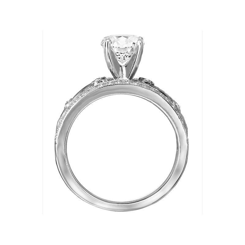 Glemera Peg Head Semi-Mount Diamond Ring - Bandora 14K White Gold Engagement Ring