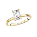 14K Yellow Gold Hidden Halo Diamond Engagement Ring for 7x5mm Emerald Cut Stone