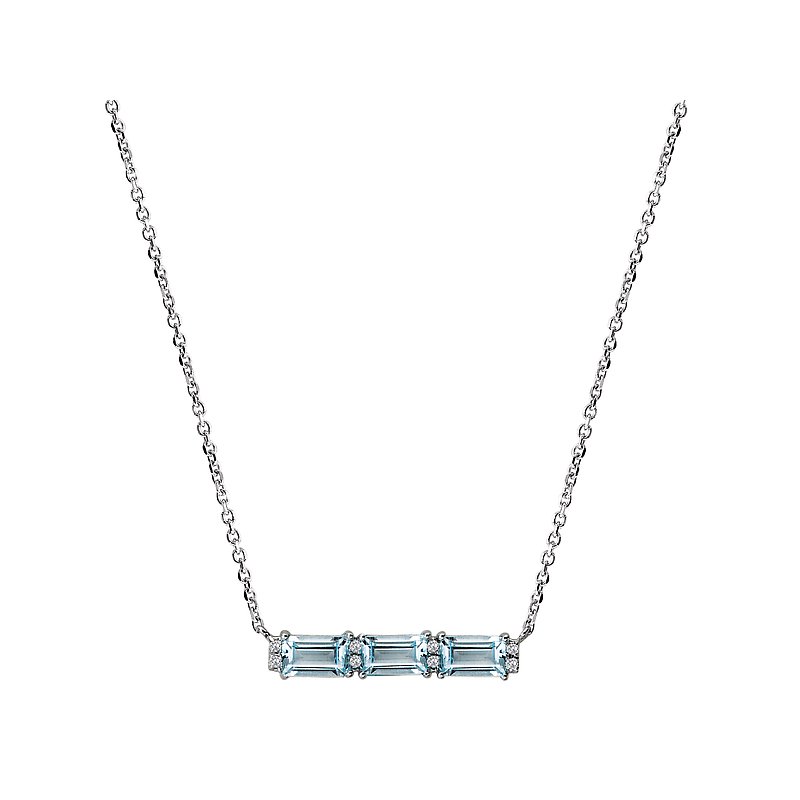 Luxora Swiss Blue Topaz and Diamond 14K White Gold Necklace