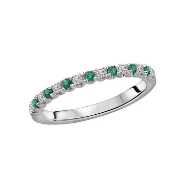 Luxora Ladies Fashion Gemstone Ring - 14K White Gold Stackable Ring with Tsavorite and Diamonds