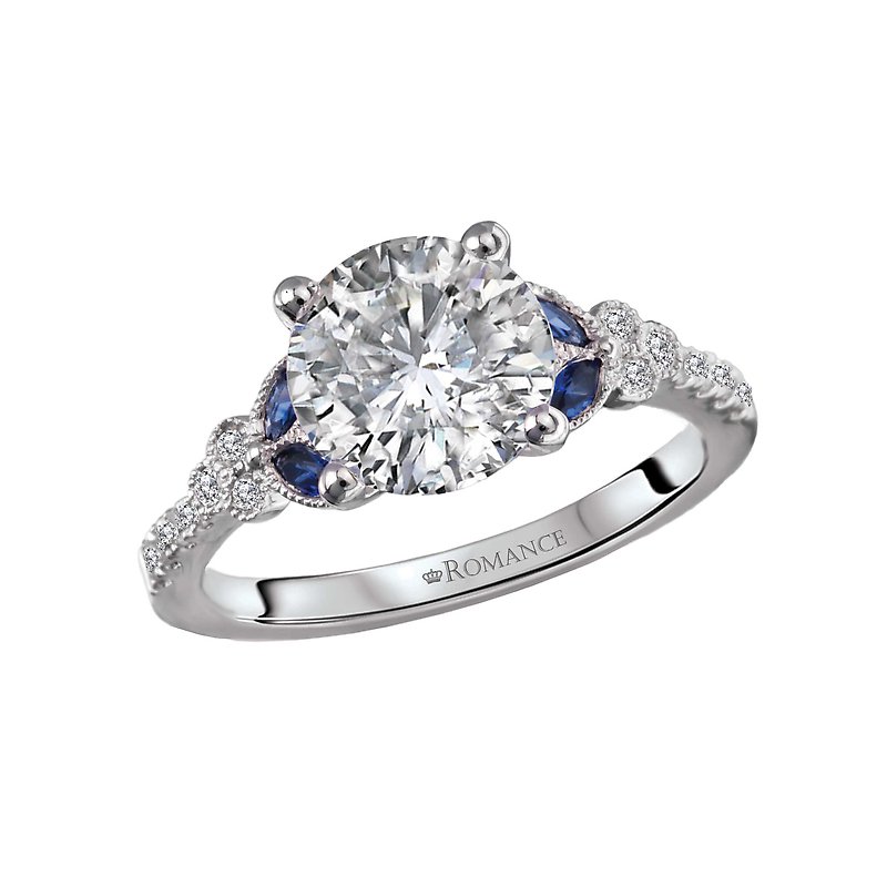 Orbelle Sapphire and Diamond Semi-Mount Engagement Ring in 14K White Gold