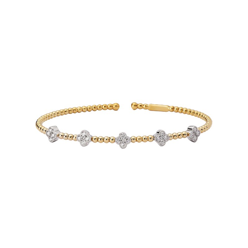 Luxora Two-Toned Floral Lab Grown Diamond Cuff Bracelet