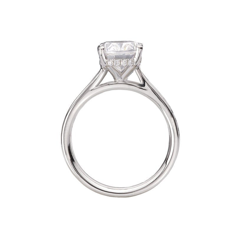 Platinum Hidden Halo Oval Diamond Engagement Ring Semi-Mount
