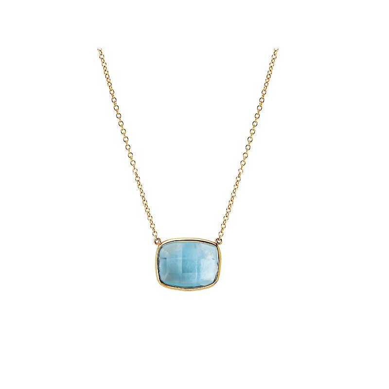 14K Yellow Gold Blue Topaz Lariat Necklace - Luxora Collection