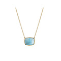 14K Yellow Gold Blue Topaz Lariat Necklace - Luxora Collection