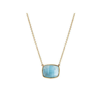 14K Yellow Gold Blue Topaz Lariat Necklace - Luxora Collection