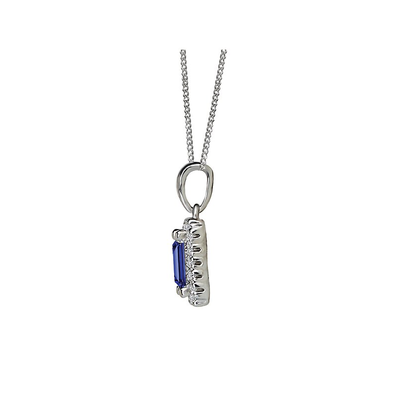Luxora 14K White Gold Diamond Halo Emerald Sapphire Pendant