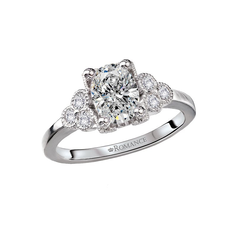 Orbelle 14K White Gold Semi-Mount Engagement Ring with Milgrain Design