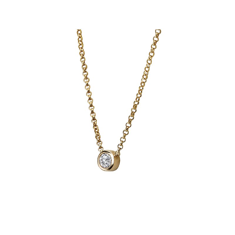 Luxora 14K Yellow Gold Diamond Round Necklace - Adjustable Lariat Style
