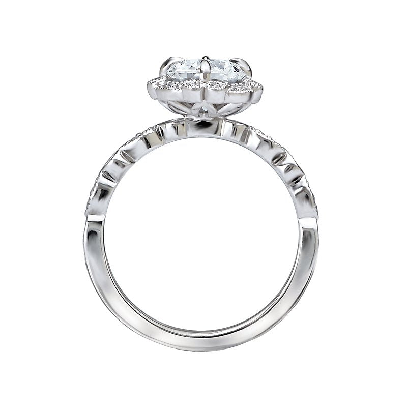 Bandora 14K White Gold Semi-Mount Diamond Ring with Scalloped Halo