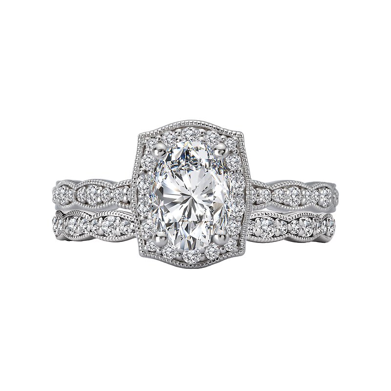 Orbelle Halo Semi-Mount Lab Grown Diamond Ring in 18K White Gold