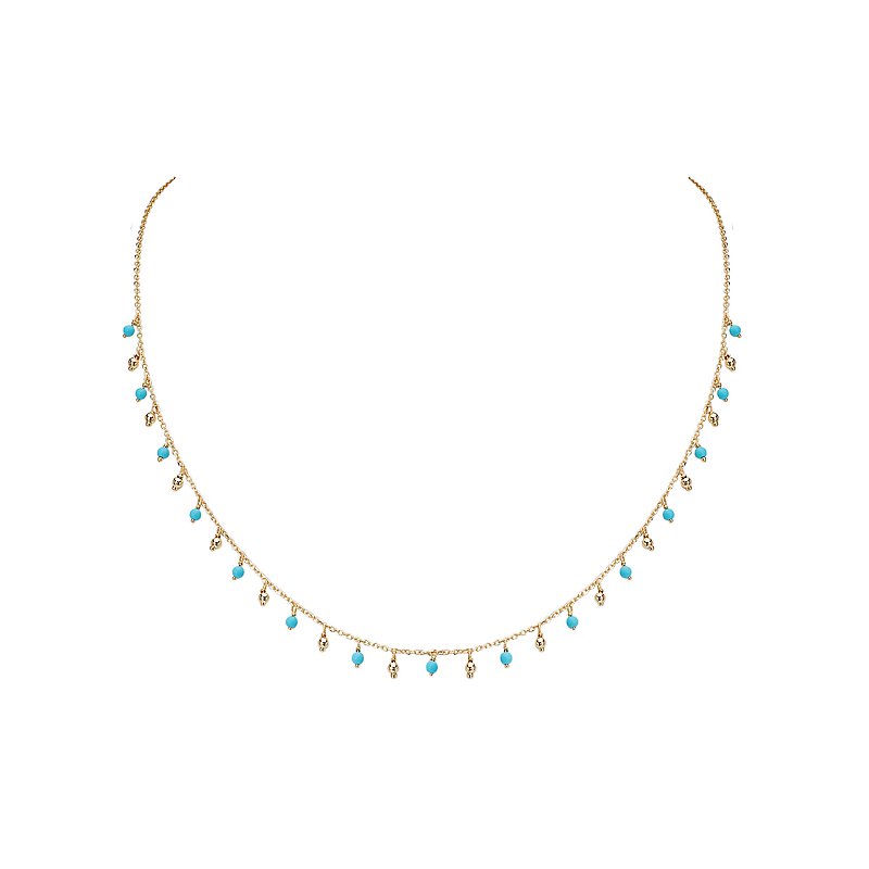 Luxora Italian 14kt Turquoise Fringe Necklace - Adjustable Lariat Style