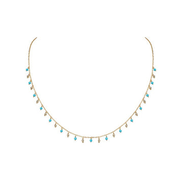 Luxora Italian 14kt Turquoise Fringe Necklace - Adjustable Lariat Style