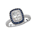 Orbelle Lab Grown Diamond Halo Semi Mount Engagement Ring with Diamond and Sapphire