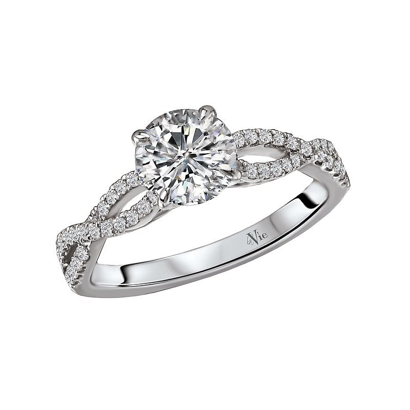 Glemera Bandora Braided Shank Diamond Ring Semi-Mount in 14K White Gold
