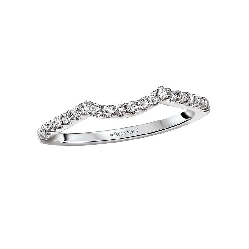18K White Gold Curved Diamond Wedding Band - Orbelle Collection