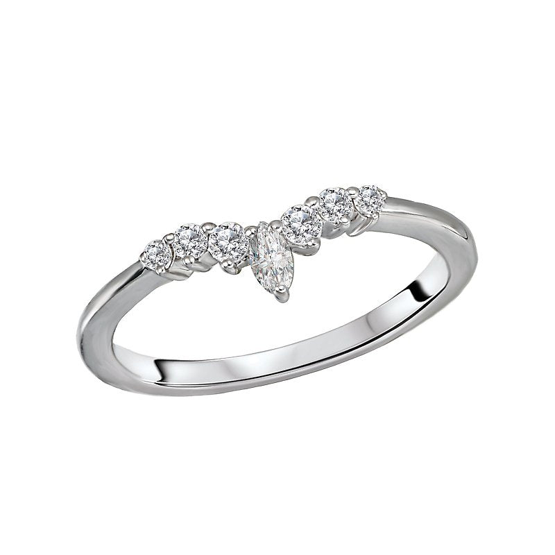 14K White Gold Nesting Band with Lab Grown Diamond Marquise Shape