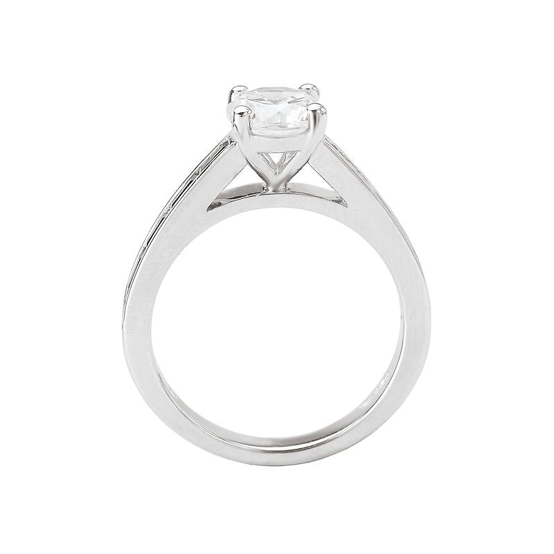 Orbelle 14K White Gold Baguette Sapphire Semi-Mount Diamond Ring