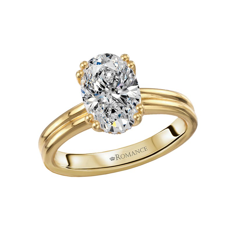 Orbelle Double Ring Band 14K Yellow Gold Oval Diamond Engagement Ring