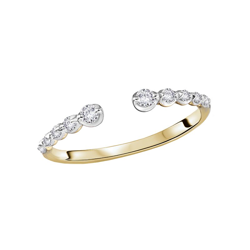 Luxora Classic 14kt Yellow Gold Open Faced Ladies Fashion Ring with Graduated Round Diamonds