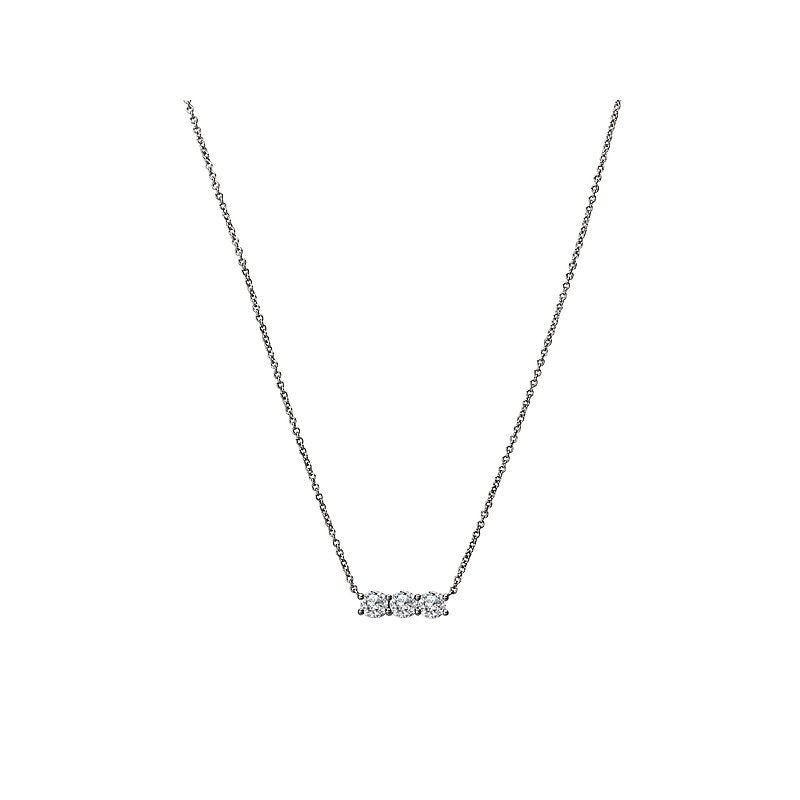 Aurenza Classics Lab Grown Diamond Fashion Necklace | 14K White Gold Adjustable Rollo Chain