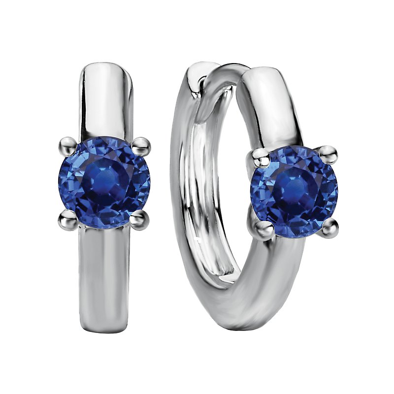 Luxora Ladies Fashion Sapphire Huggie Earrings in 14K White Gold