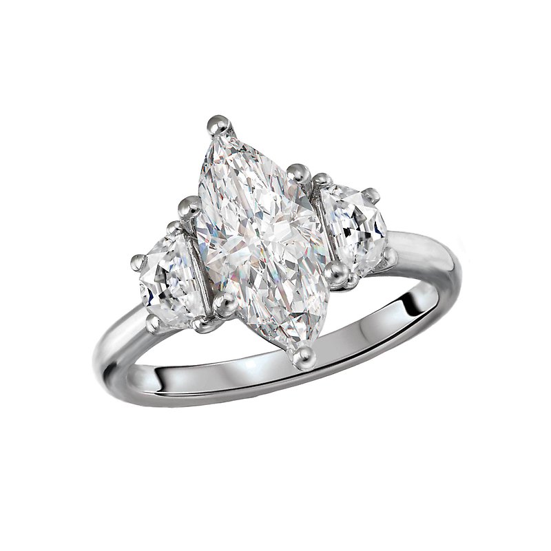 Lab Grown Diamond 3-Stone Semi-Mount Engagement Ring in 14K White Gold