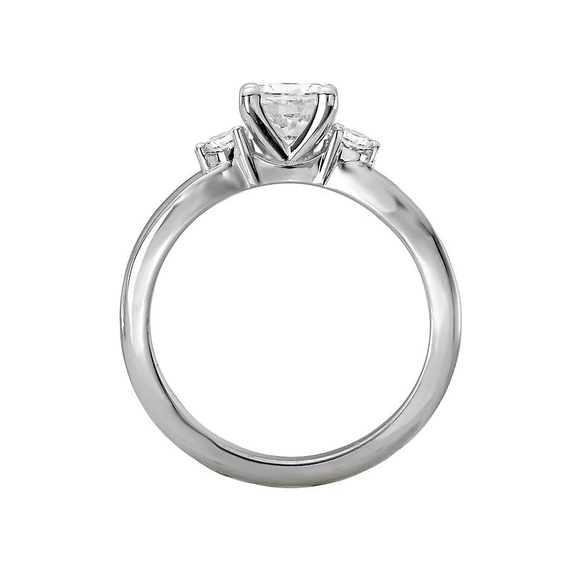 Glemera 3 Stone Semi-Mount Diamond Ring in 14K White Gold