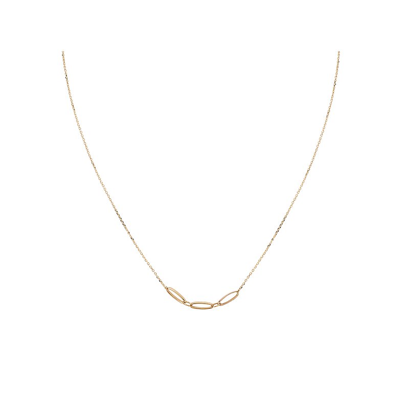 Luxora Italian 14kt Gold Triple Link Necklace - Adjustable 16-18 Inches