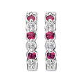Luxora Diamond and Ruby Hoop Earrings in 14K White Gold