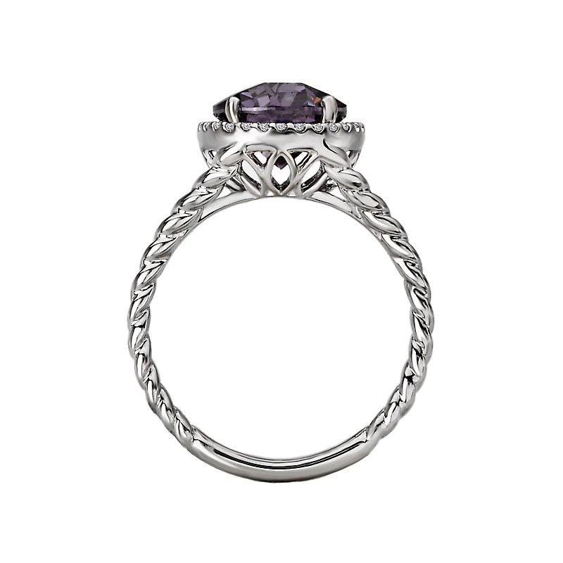 Luxora 14K White Gold Halo Amethyst and Diamond Fashion Ring