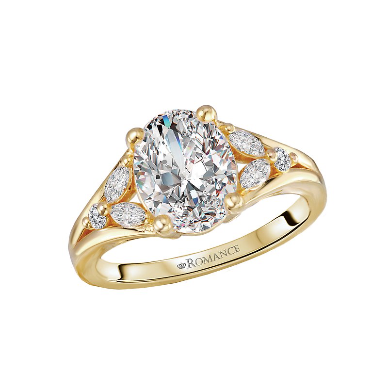 Orbelle 14K Yellow Gold Split Shank Semi-Mount Engagement Ring with Marquise and Round Diamonds