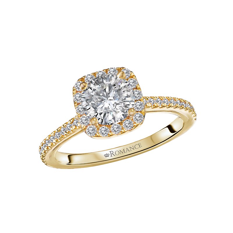 Orbelle 14K Yellow Gold Halo Diamond Engagement Ring Semi-Mount
