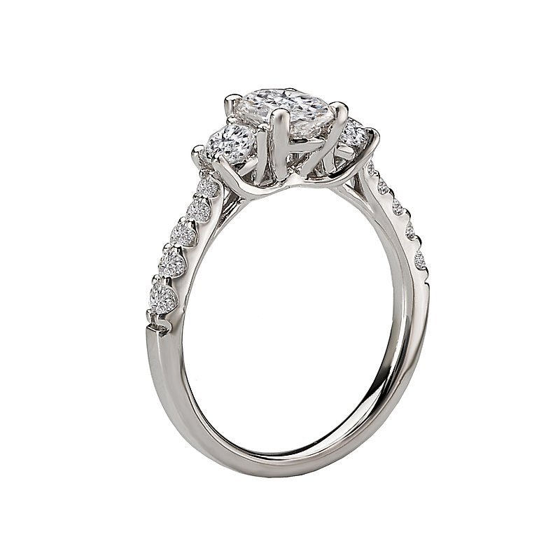 Orbelle 3 Stone Semi-Mount Diamond Ring in 18K White Gold