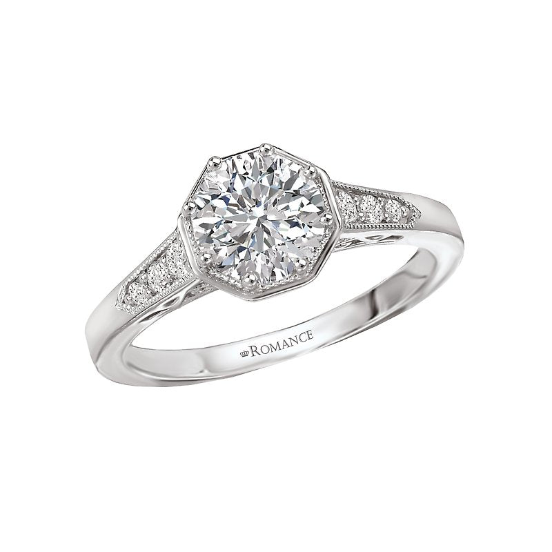 Vintage 14K White Gold Diamond Engagement Ring Semi-Mount