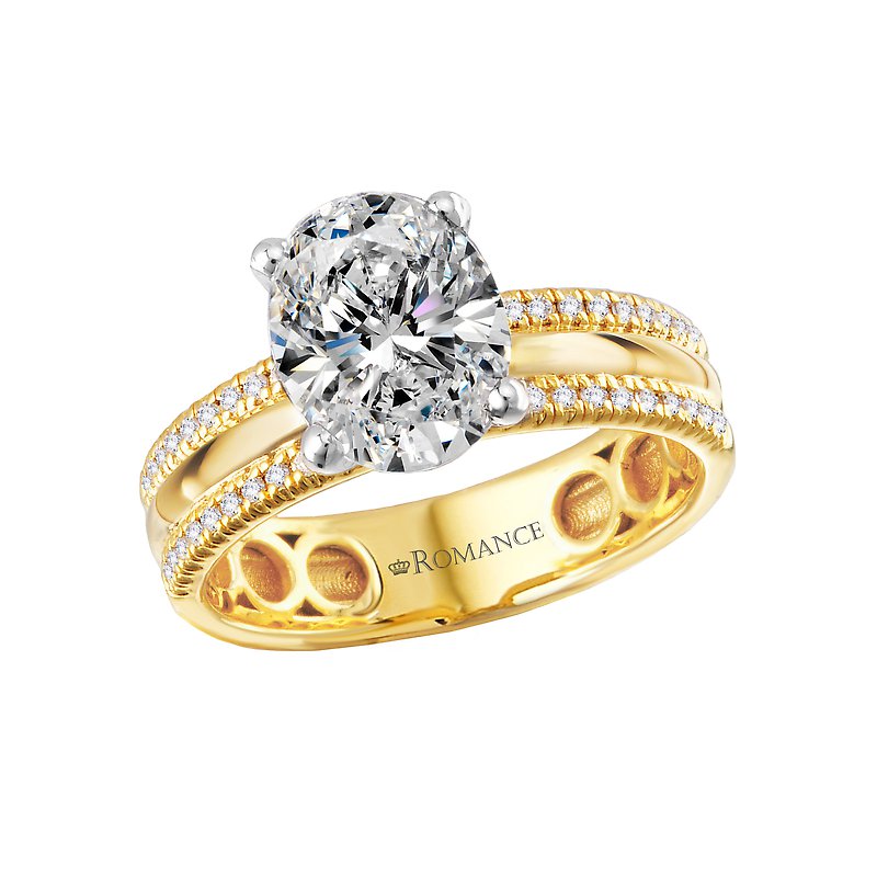 Orbelle 14K Yellow Gold Split Shank Oval Diamond Engagement Ring