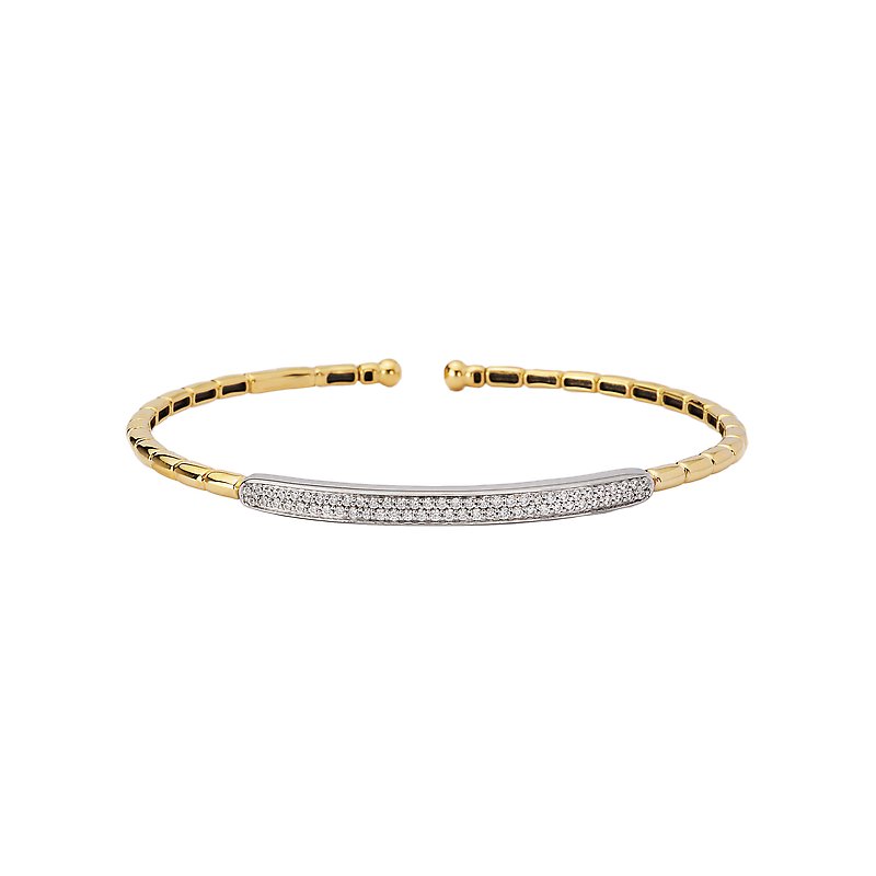 Luxora Two-Toned Diamond Cuff Bracelet in 14kt Yellow and White Gold