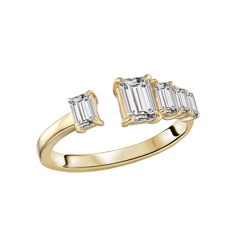 Luxora Lab Grown Diamond Open Front Ladies Fashion Ring in 14K Yellow Gold