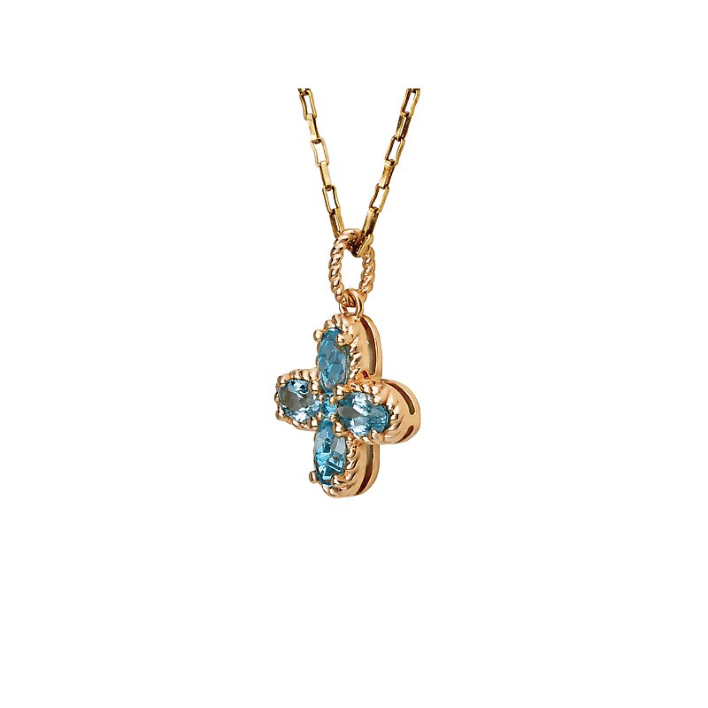 Luxora 14K Yellow Gold Blue Topaz Flower Pendant