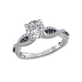 Bandora 14K White Gold Diamond & Sapphire Engagement Ring Semi-Mount