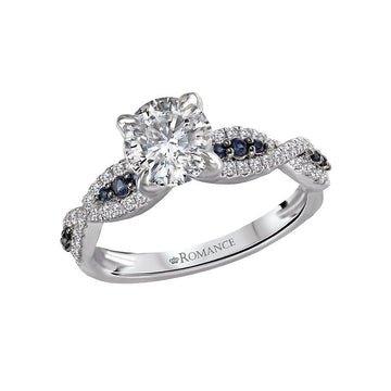 Bandora 14K White Gold Diamond & Sapphire Engagement Ring Semi-Mount
