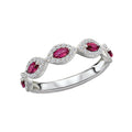 Luxora Marquise Ruby and Diamond Fashion Ring in 14K White Gold