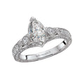 Vintage 14K White Gold Diamond Semi-Mount Ring for Marquise Cut Stone