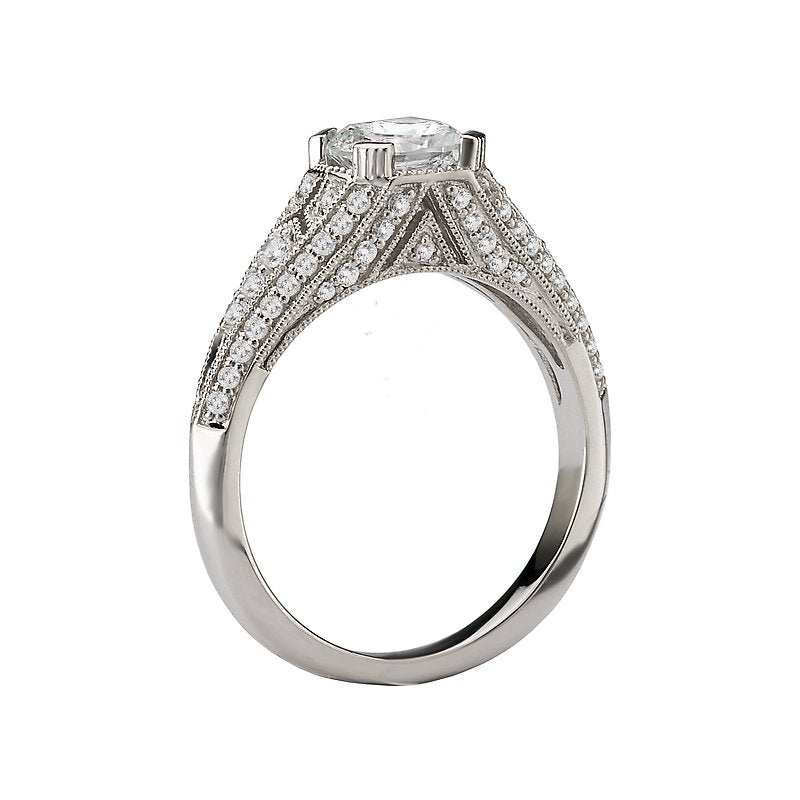 Glemera Vintage Semi-Mount Diamond Ring in 14K White Gold